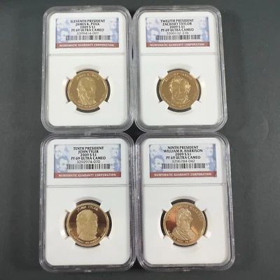 2009 S  Proof Presidential Dollar Set NGC PF69 Ultra Cameo 4 coins - Image 1 of 4