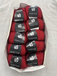 Brand New Lana Grossa Puno Due Yarn- 004 Red - Set of 10 - Picture 1 of 6