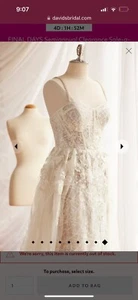 Women Wedding Gown Dress 24W David’s Bridal New 3x Plus Size Dress New NWT - Picture 1 of 23