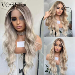 Ash Blonde Lace Front Human Hair Wig Body Wave Closure Wigs Glueless Transparent