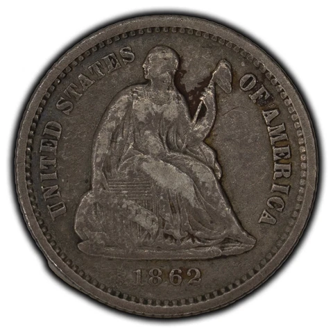 United States 1862 5 Cents Seated Liberty Half Dime Silver Coin Cover