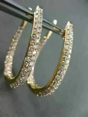 14K Yellow Gold Plated 2.8Ct Round Lab-Created Diamond Inside-Out Hoop Earrings - Image 1 of 4