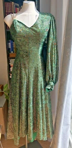 Theater Theatrical Costume Dress Emerald Green Gold Sparkle XS Show Cabaret - Picture 1 of 18