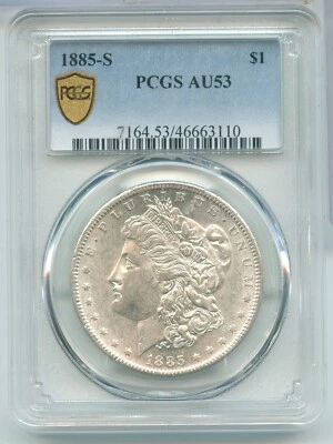 1885-S Morgan Silver $1 Dollar PCGS AU53 San Francisco Mint - SR791 - Image 1 of 2