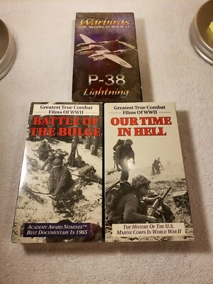3 VHS - Warbirds P-38 + Battle of Bulge + Our Time in Hell Documentaries NEW - Image 1 of 4