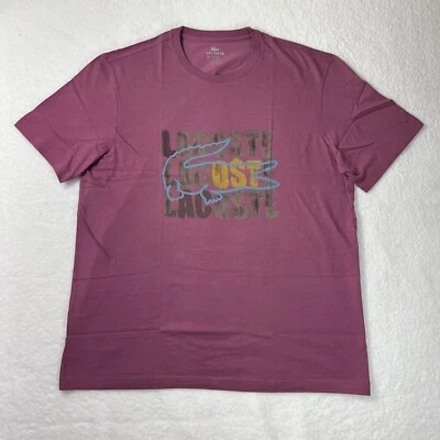 Lacoste 徽标 T 恤 100% 棉短袖勃艮第男式美国尺寸 3XL 复古全新带标签 — 第 1/4 张图片