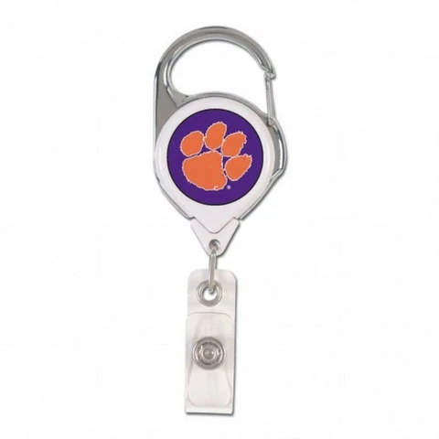 Clemson Tigers Retractable Metal Badge Holder [NEW] NCAA Chain ID Ring Cover
