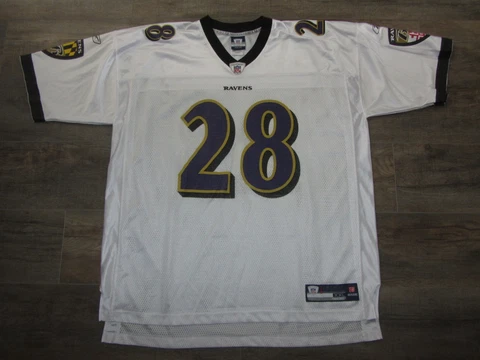 Baltimore Ravens Tom Zbikowski NFL Football Jersey Reebok Vintage 2XL White Team Cover