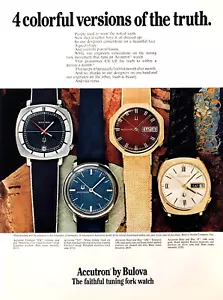 OROLOGI DA POLSO ACCUTRON DI BULOVA—PUBBLICITÀ VINTAGE 1971—STAMPA ORIGINALE ANNUNCIO - Foto 1 di 1