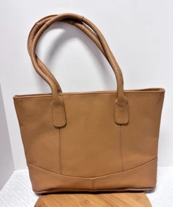 Ameri Leather Pebbled Leather Shoulder Bag Purse Tote ~ Tan - Picture 1 of 10