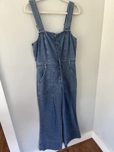 Aerie Denim Latzhose Damen M blau Jeansoverall Kick Flare weites Bein hoch - Bild 1 von 9