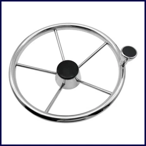 Alastin Stainless Steel 15 inch Steering Wheel with Knob for Marine Boat Yacht - Imagen 1 de 13