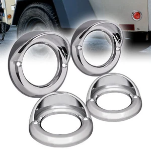 4pc 2 inch Round LED Marker Light Chrome Visor Bezel - Picture 1 of 6