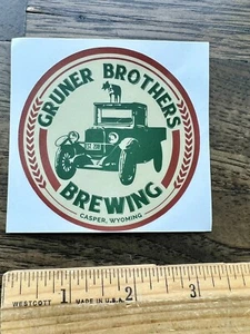 GRUNER BREWING BREWERY BEER STICKER Casper Wyoming WY Water Bottle Decal WYO - Picture 1 of 1