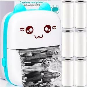 Mini Printer Portable Pocket Thermal with 6 Rolls Paper Compatible iOS Androi... - Picture 1 of 9