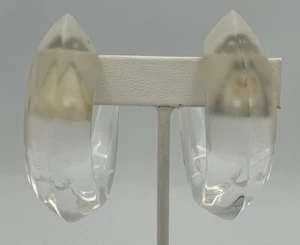 Gorgeous Patricia Von Musulin Modernist Lucite Sterling Silver Clip On Earrings - Picture 1 of 4