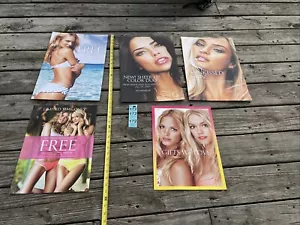 Lot Of 5 Authentic Victoria's Secret Posters Andrea Lima? Bra Pink Store Angels - Picture 1 of 10