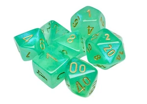 Chessex - Borealis Polyhedral 7 Dice Set - Luminary Light Green & Gold - Picture 1 of 4
