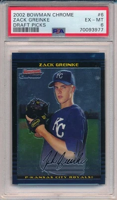 2002 BOWMAN CHROME ZACK GREINKE RC 1ST ROOKIE DRAFT PICKS #6 PSA 6 RC - Image 1 of 2
