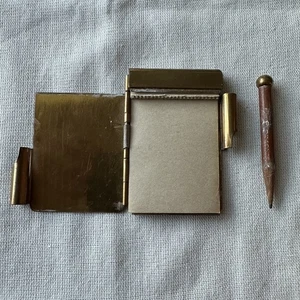 Vintage brass mini mechanical notepad with pencil and paper. - Picture 1 of 8