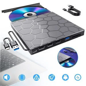CD Laufwerk Extern USB 3.0,Externer Laufwerk,Portable Externer DVD Player für PC - Afbeelding 1 van 12