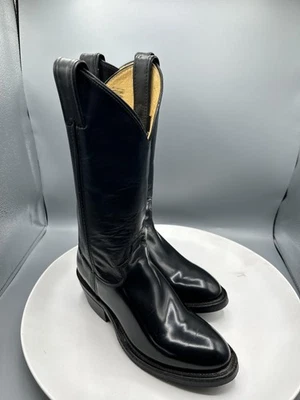 Justin Boots women's Size 5.5 B Western Cowboy Leather Vibram Round USA black - Image 1 of 4