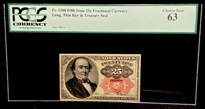 1875 FR# 1308 Fractional Currency 25 Cents 25c Note Fifth Issue Civil War PMG 63 - Image 1 of 4