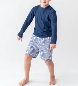 Boys Rugged Butts Swim Trunks Ocean Camo Blue Size 7 Retail $32 - Picture 1 of 7