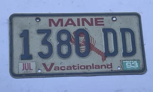 1993 Maine “Lobster” License Plate Tag # 1380 DD ~ Barn Find - Picture 1 of 2