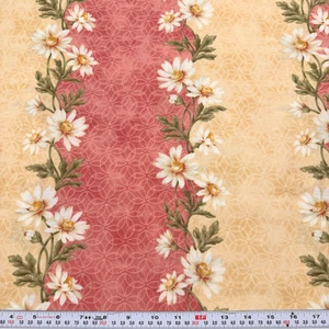 He Loves Me by Jackie Robinson & Maywood Daisy Striped Cotton Remnant 16" x 44" - Picture 1 of 2