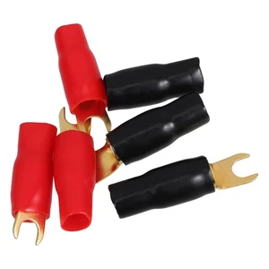 3 Pairs Crimp Barrier Spades for Speaker Wire Cable Terminal Plug - 0GA - Picture 1 of 12