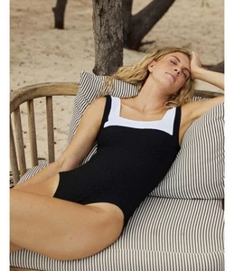 Paula Swimwear Swordfish One Piece Swim Suit - Size XL- Black/ white - Picture 1 of 10