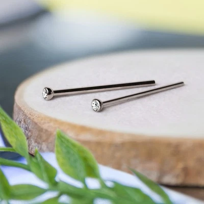 Anillo nariz cola de pez circonita cúbica ajuste prensado titanio Foto 1 de 2