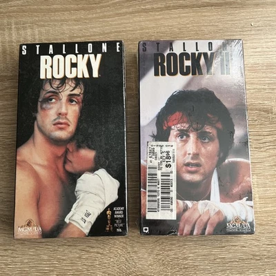 Rocky + Rocky II 2 VHS 1990 MGM/UA Home Video Factory Sealed With Security Tab!  - Immagine 1 di 4