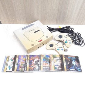 Sega Saturn console bundle with 2 controllers & 6 games tested Japan White