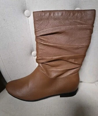Женские силуэты верблюда коричневый ботинки размер 8 кожи верхняя резинка икры ботинки новый - Изображение 1 из 4