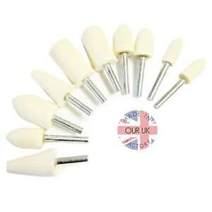 DRILL POLISHING KIT 7 A SELECTION OF FELT BOBS FOR METALS (6MM SPINDLE)