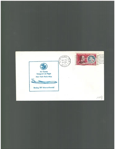 US First Flight Cover New York USA to Nice France 1963 Air France Boeing 707 Cover
