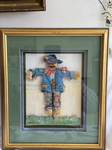 3D Multi Media Kunst Vogelscheuche von M Groves signiert - gerahmt & glasiert - Bild 1 von 8