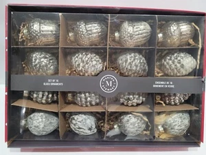 Weihnachten Herbst Martha Stewart Silber Quecksilber Glas Ornamente Tannenzapfen Eicheln - Bild 1 von 9