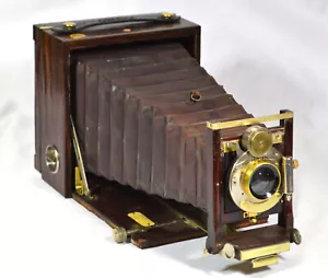 FOLDING CAMERA KODAK PONY PREMO NO. 4 EXTENSION CAMERA ANTIQUE CUSTOM ROSEWOOD - Picture 1 of 12