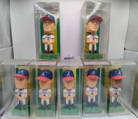 2002 MLB Atlanta Braves Mini Playmakers Bobbleheads Jones, Lopez, Glavine Ect Cover