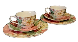 Nikko Tableware Rose Pattern Tea Cup Saucer & Plates 2 Sets Made in Japan c1990s - Picture 1 of 11