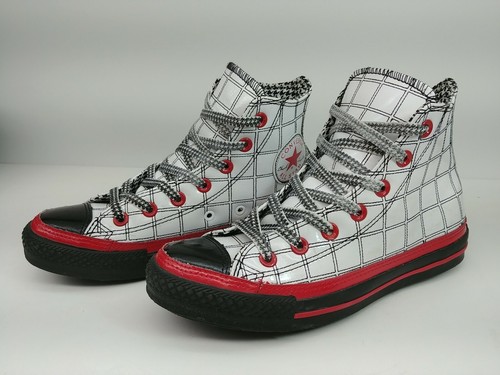 Converse All Star Hi Top Rosso Modello Quadrato Cuciture Ricamate Donna 7 Uomo 5