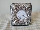 Sterling Silver Repousse Fronted Small Clock Frame Birmingham 1992 Needs Battery