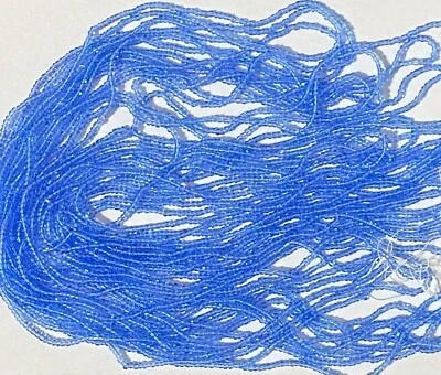 Antique Glass Micro Seed Beads-14/0 Pale Transparent Cornflower Lake Blue Hanks - Image 1 of 4