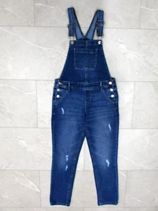 So Girls Denim Bib Overalls Size 12 Distressed Stretch - Picture 1 of 7