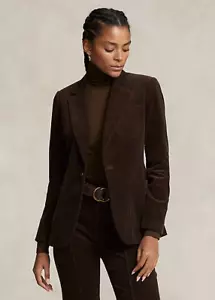 $598 Polo Ralph Lauren Women's SZ 2 Brown Wide Whale Corduroy Blazer Jacket - Picture 1 of 5