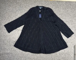 Ralph Lauren Cape Womens Small Blue Poncho Cardigan Sweater Italian Cable Knit - Picture 1 of 11