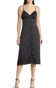 chelsea28 button up satin slipdress black. Size Small. NWT. - Picture 1 of 4